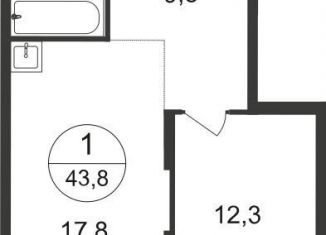 1-комнатная квартира на продажу, 43.8 м2, Московский, ЖК Первый Московский, 7-я фаза, к2