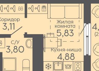 Продаю квартиру студию, 20.1 м2, Екатеринбург, жилой комплекс Новокольцовский, 5, Октябрьский район