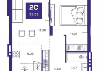 Продам 2-комнатную квартиру, 39.5 м2, Новосибирская область