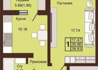 Продам 1-ком. квартиру, 38.8 м2, Оренбург, Нагорная улица, 4, Промышленный район