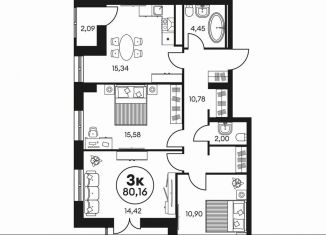 Продаю 3-ком. квартиру, 80 м2, Ростов-на-Дону, Кировский район