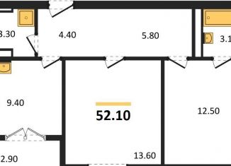 2-ком. квартира на продажу, 52.1 м2, Новосибирск, Калининский район, улица Декоративный Питомник, 8