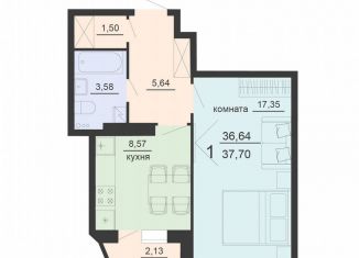 Продается 1-ком. квартира, 37.7 м2, Воронеж, Железнодорожный район