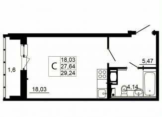 Продажа квартиры студии, 27.7 м2, Ленинградская область, Заводская улица, 18к2