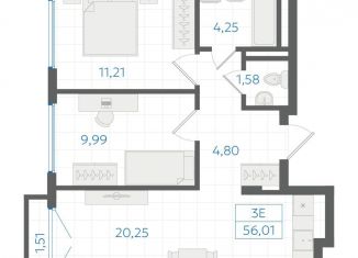 Продажа 2-ком. квартиры, 55 м2, Екатеринбург, Ленинский район