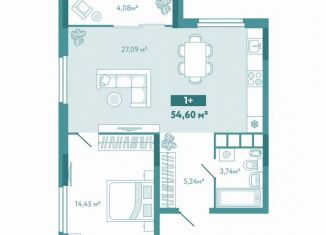 Продажа 1-комнатной квартиры, 54.6 м2, Тюмень, улица Павла Никольского, 10к1блок2, ЖК Акватория