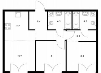 Продаю 2-ком. квартиру, 53.6 м2, Санкт-Петербург, метро Балтийская, жилой комплекс Лермонтовский 54, к 2.1