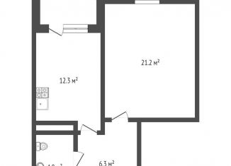 Продажа 1-комнатной квартиры, 46.7 м2, Тюмень, Заречный проезд, 39Ак2, ЖК Ривьера