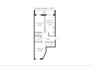 Продам двухкомнатную квартиру, 69.1 м2, Санкт-Петербург, 1-й Предпортовый проезд, 15, 1-й Предпортовый проезд