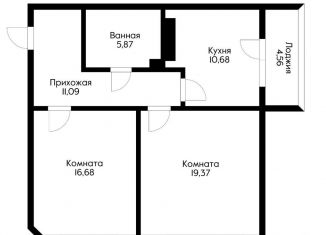Продажа двухкомнатной квартиры, 69 м2, Краснодар, улица Гаврилова, 88, ЖК Арбат