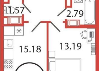 1-ком. квартира на продажу, 42.8 м2, поселок Бугры, Чайная улица, 4