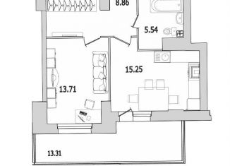 Продажа 1-комнатной квартиры, 44.4 м2, Санкт-Петербург, улица Руднева, 18, метро Парнас