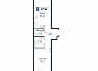 Продается однокомнатная квартира, 40.8 м2, Мурино