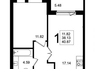 Продам 1-комнатную квартиру, 40.9 м2, Московская область