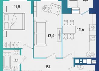 Продаю двухкомнатную квартиру, 53.2 м2, Ижевск, улица Архитектора П.П. Берша, 44