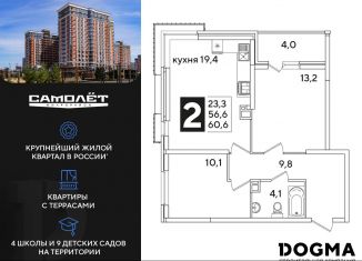 2-ком. квартира на продажу, 60.6 м2, Краснодар, Прикубанский округ