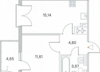 Продаю 1-комнатную квартиру, 36.6 м2, посёлок Стрельна, ЖК Любоград