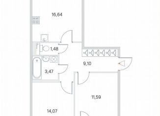 Продам 2-ком. квартиру, 58.5 м2, посёлок Стрельна