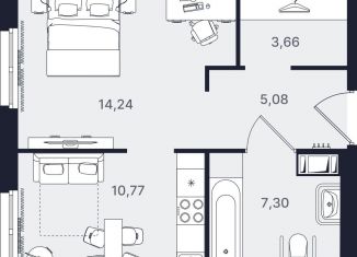 Продажа 1-ком. квартиры, 41.1 м2, Санкт-Петербург, метро Проспект Большевиков, проспект Большевиков, уч3