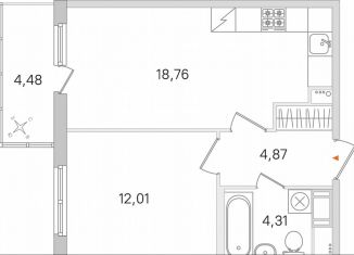 Продам 1-комнатную квартиру, 41.3 м2, городской посёлок Янино-1