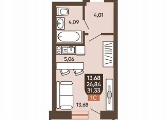 Продам 1-комнатную квартиру, 31.3 м2, Новосибирск, Новоуральская улица, 10, метро Заельцовская