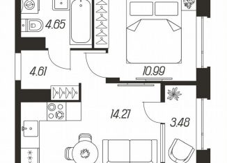 Продам однокомнатную квартиру, 38 м2, Тула