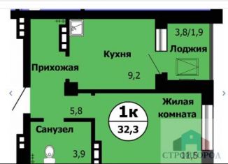 Продам однокомнатную квартиру, 32.5 м2, Красноярск, ЖК Серебряный