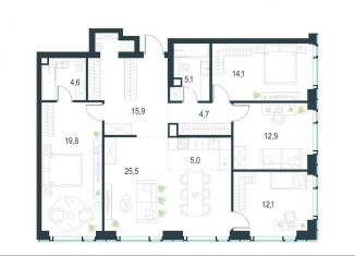 Продажа 5-комнатной квартиры, 119.7 м2, Москва, жилой комплекс Левел Мичуринский, к3