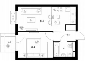 Продаю 1-комнатную квартиру, 36.7 м2, Зеленоград