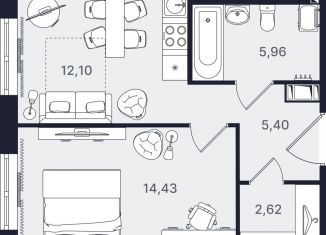 Продаю 1-ком. квартиру, 40.5 м2, Санкт-Петербург, метро Проспект Большевиков, проспект Большевиков, уч3