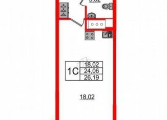 Квартира на продажу студия, 26.2 м2, Санкт-Петербург, Невский район, Дальневосточный проспект, 23