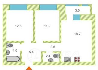 Продается 2-ком. квартира, 61.8 м2, Тюмень, ЖК Гранд Квартал, улица Николая Глебова, 3