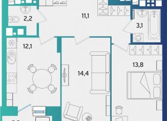 Продается 2-ком. квартира, 58.2 м2, Удмуртия, улица Архитектора П.П. Берша, 44