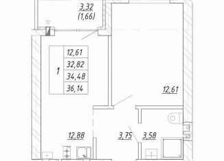 1-ком. квартира на продажу, 34.5 м2, Зеленоградск