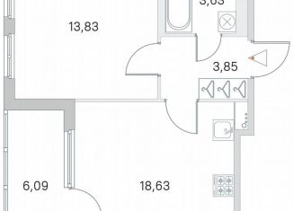 Продам 1-ком. квартиру, 43 м2, посёлок Стрельна, ЖК Любоград