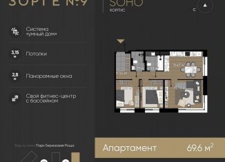 Продажа трехкомнатной квартиры, 69.6 м2, Москва, станция Хорошёво, жилой комплекс Зорге 9, 9Ак7