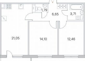 Продажа 2-комнатной квартиры, 61.2 м2, посёлок Шушары