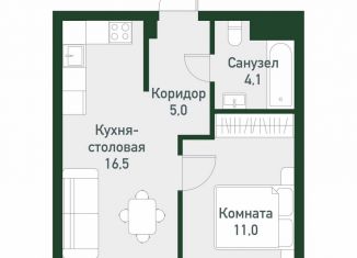 Продаю однокомнатную квартиру, 36.9 м2, Челябинская область, Кременкульская улица, 32