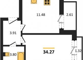 Продается 1-ком. квартира, 34.3 м2, Калининград, Московский район