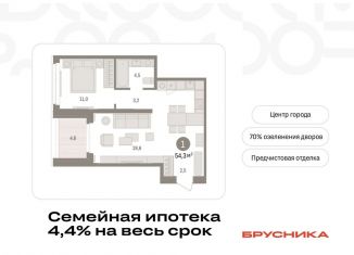 Продаю однокомнатную квартиру, 54.3 м2, Тюмень, Ленинский округ