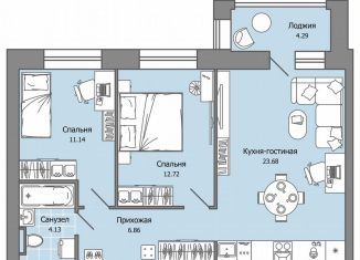 Продается трехкомнатная квартира, 61 м2, Удмуртия