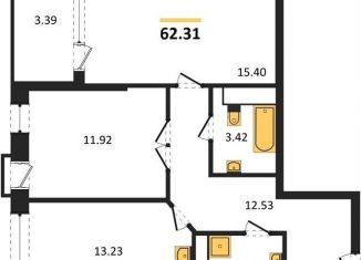 2-ком. квартира на продажу, 62.3 м2, Воронеж, набережная Чуева, 7