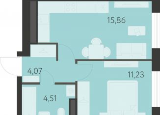 Однокомнатная квартира на продажу, 35.7 м2, Екатеринбург, улица Академика Ландау, 17/7к2, метро Чкаловская