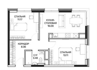 2-комнатная квартира на продажу, 52.4 м2, Москва, улица Корнейчука, 27, метро Медведково