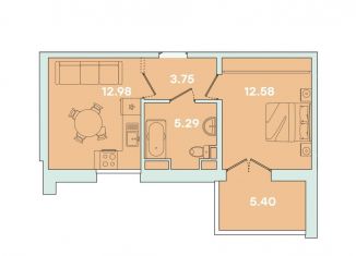 1-комнатная квартира на продажу, 40 м2, Иркутск, улица Петрова, 16