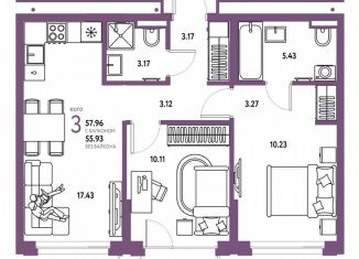 Продается двухкомнатная квартира, 58 м2, Тюмень, Центральный округ