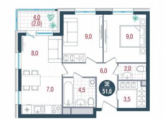 Продажа трехкомнатной квартиры, 51 м2, Москва, метро Южная, Кавказский бульвар, 51