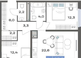 Продам двухкомнатную квартиру, 65 м2, Екатеринбург, метро Чкаловская