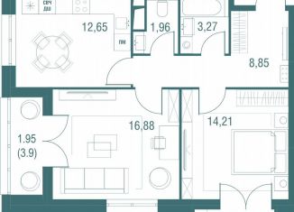 Продается 2-комнатная квартира, 60.7 м2, Одинцово, ЖК Одинбург