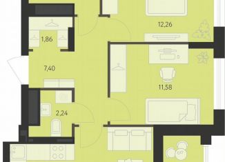 Продается 2-ком. квартира, 56.8 м2, Екатеринбург, метро Чкаловская